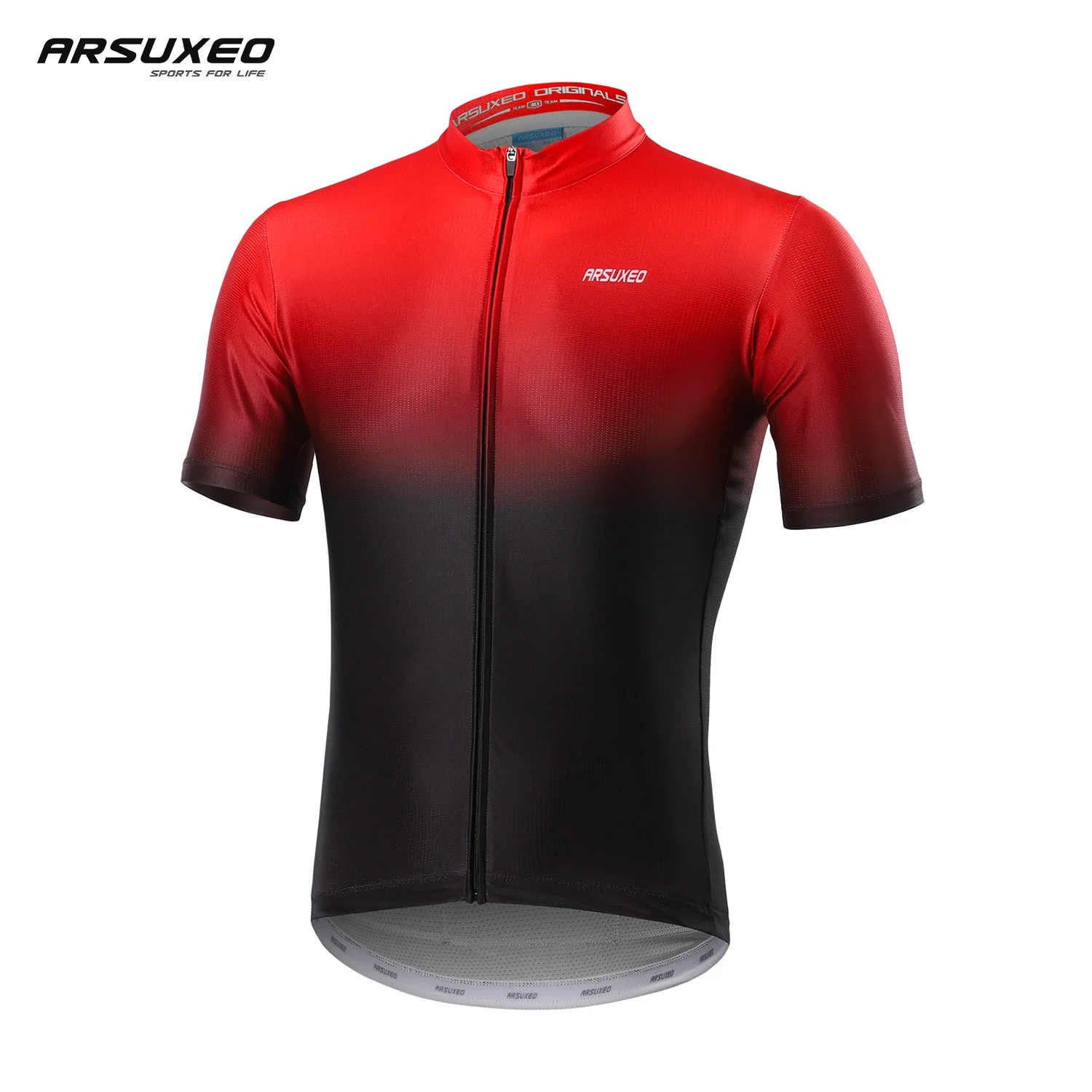 ARSUXEO Cycling Jersey Men Bicycle Summer Short Sleeves Riding T-Shirt Mountain Bike Clothing With Zipper Pocket Outdoor Fishing