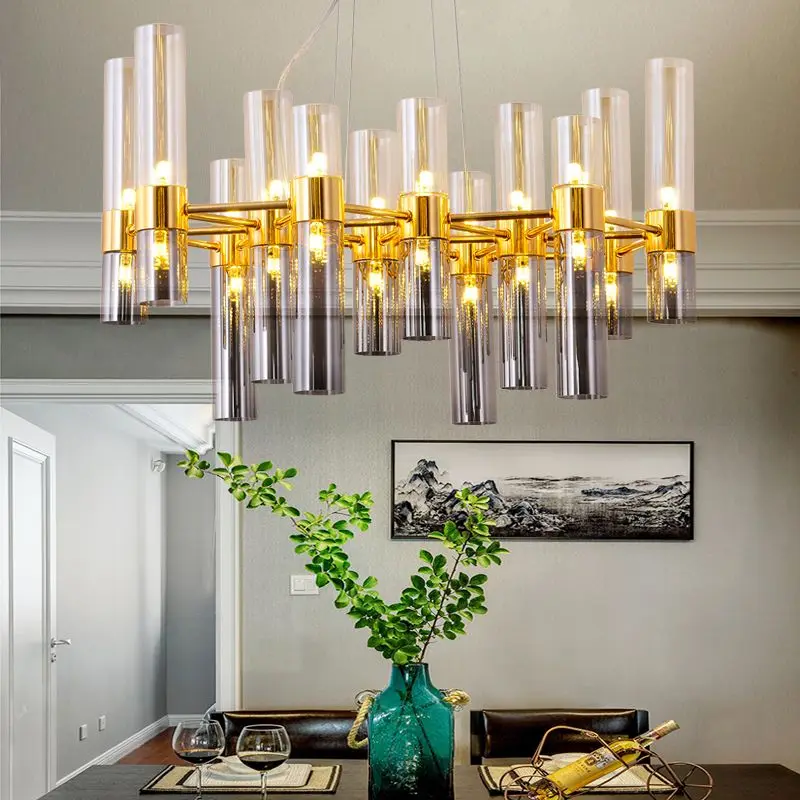 

Modern living room lighting, atmospheric metal crystal, new bedroom, dining room, luxurious Chinese style villa chandelier