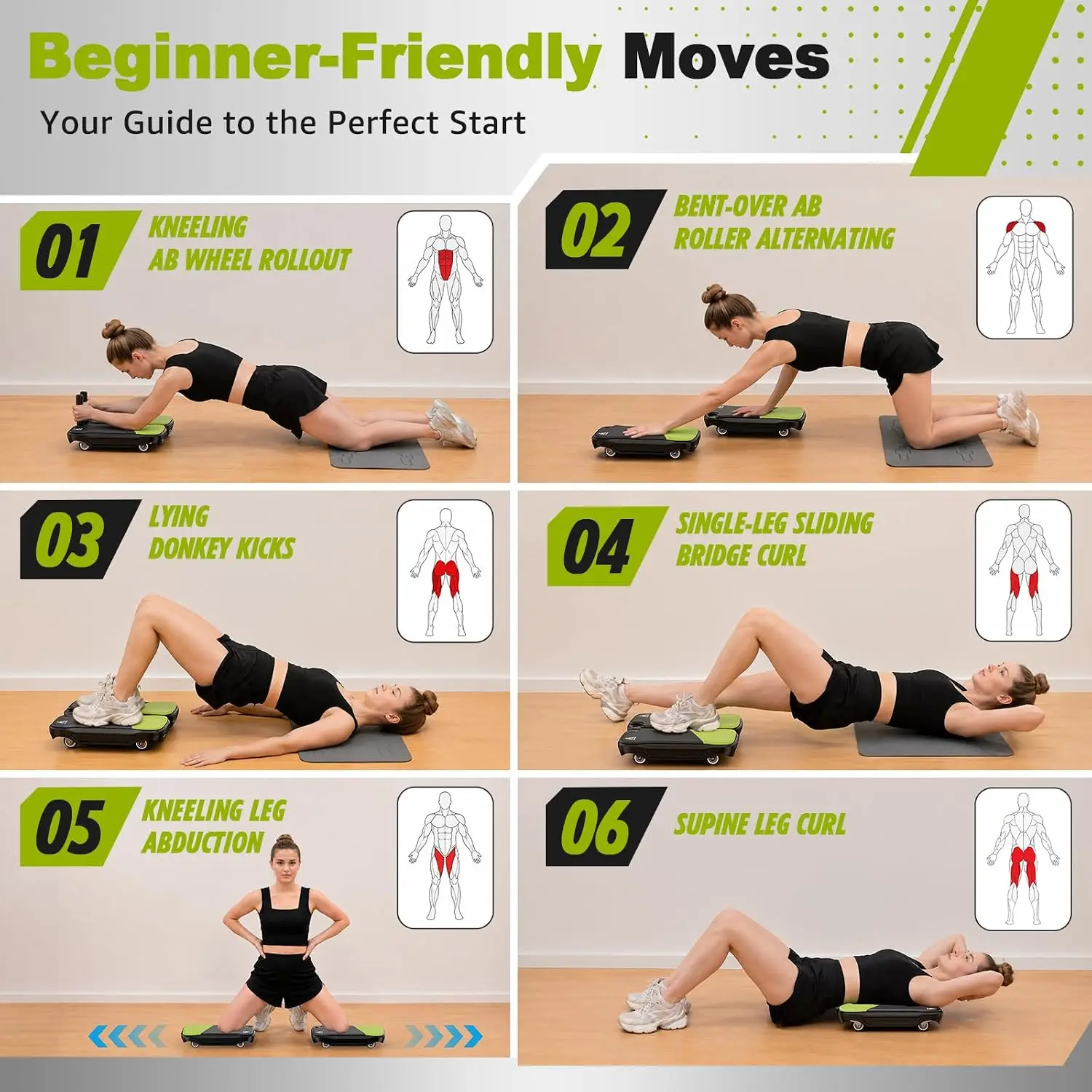 Ab Wheel Core Trainer with Detachable Ab Roller Board and Elbow Support for Effective Core Workouts