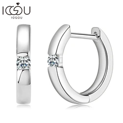 IOGOU 100% Moissanite Hoop Earrings With 2.0mm VVS1 Fine Jewelry Original Simple 925 Sterling Silver Earrings for Women Men