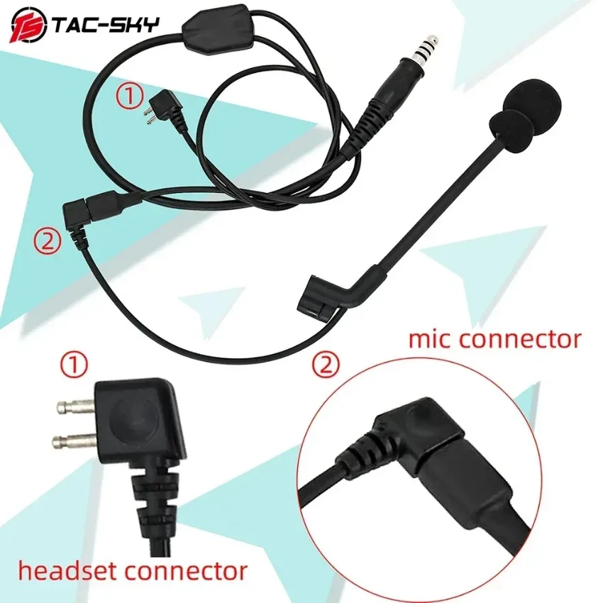 Tactical Headset Adapter Y Cable Kit Mic Adapter Tactical U94PTT for Pelto Comtac IPSC Noise Cancelling Pickup Shooting Headset