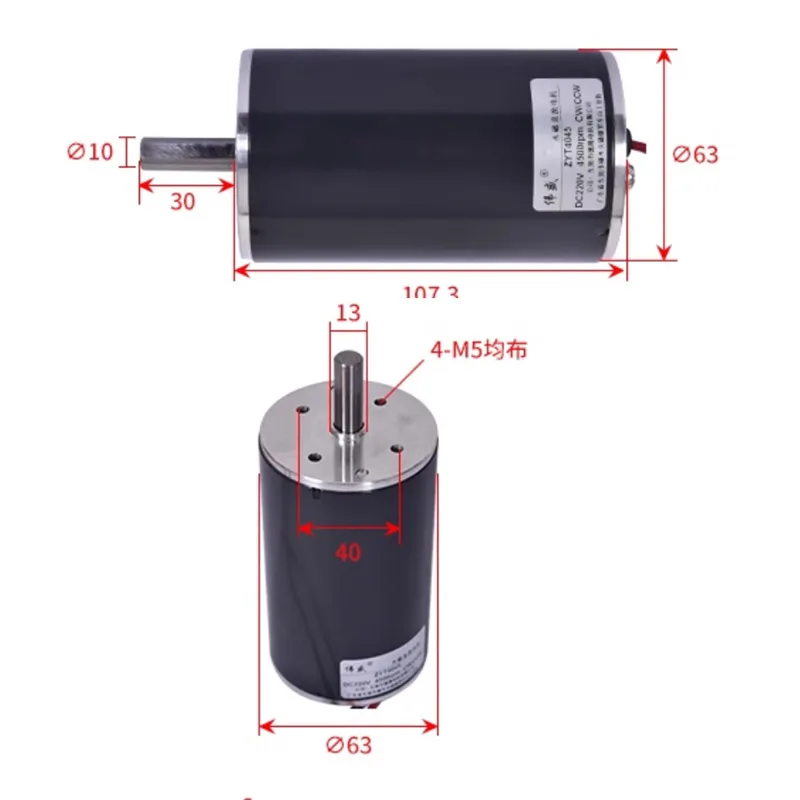 ZYT4045 DC220V 100W 4500RPM Carbon Brush Motor DIY Electric Tools High torque DC engine