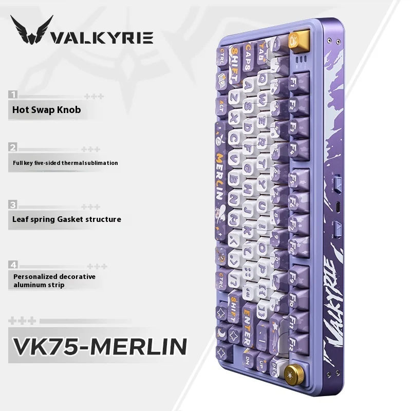 VALKYRIE VK75 Mechanical Keyboard Wireless Bluetooth Tri-Mode 2.4G USB RGB Backlit Hot Swap Laptop GamerPC Gaming Keyboard Gift