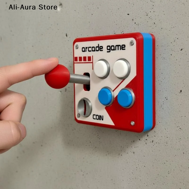1Pcs Retro Arcade Game Joystick Wall Light Switch Panel 80s Vintage Decorative Wall Plate Cover for Game Room Bedroom