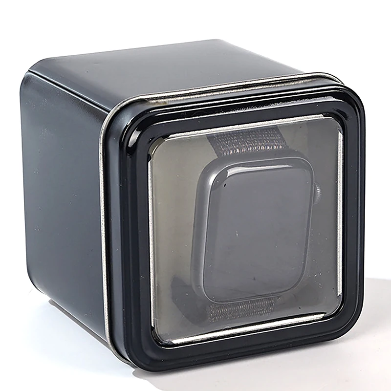 8CM Square Black Watch Organizer Box Show Holder Tinplate Can Metal Sealed Jewelry Gift Box Display Case With Cushion