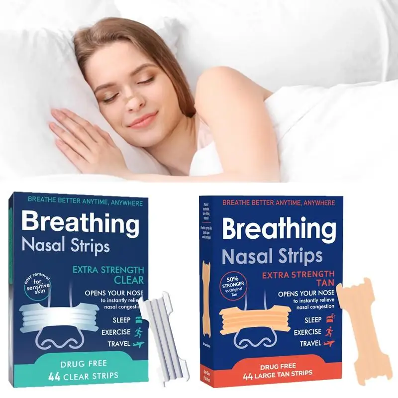 44 Pcs Strength Anti-Snoring Nose Strips Sleep Nasal Strips For Improved Air Inhalation Exercise & Sleep Quality Breath Strips