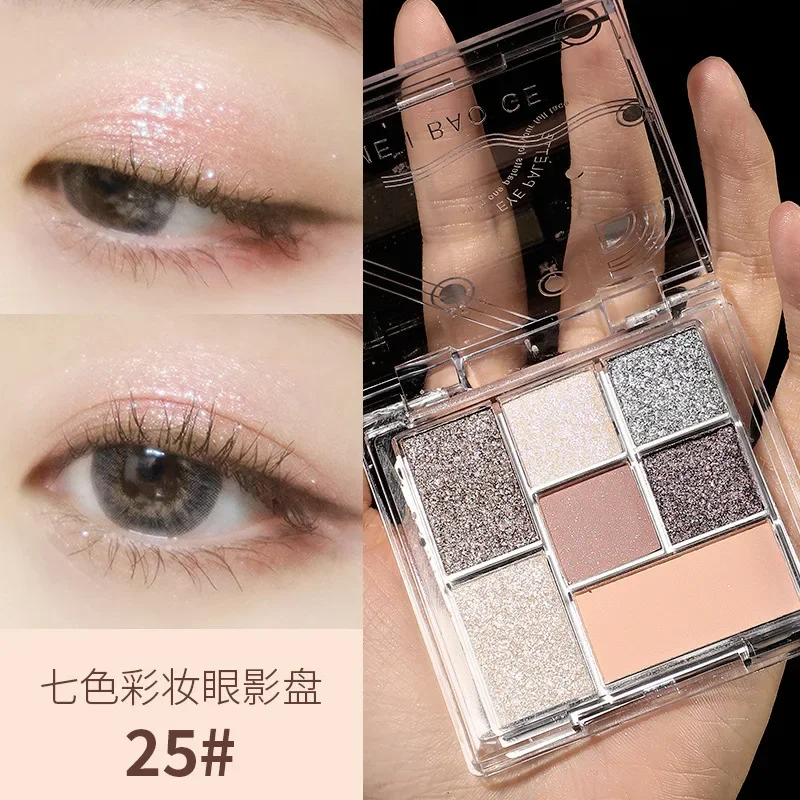 Paleta de sombras de ojos mate con purpurina, 6 colores, perlado, gris, negro, tonos brillantes, pigmentos de maquillaje, Cosméticos Palett