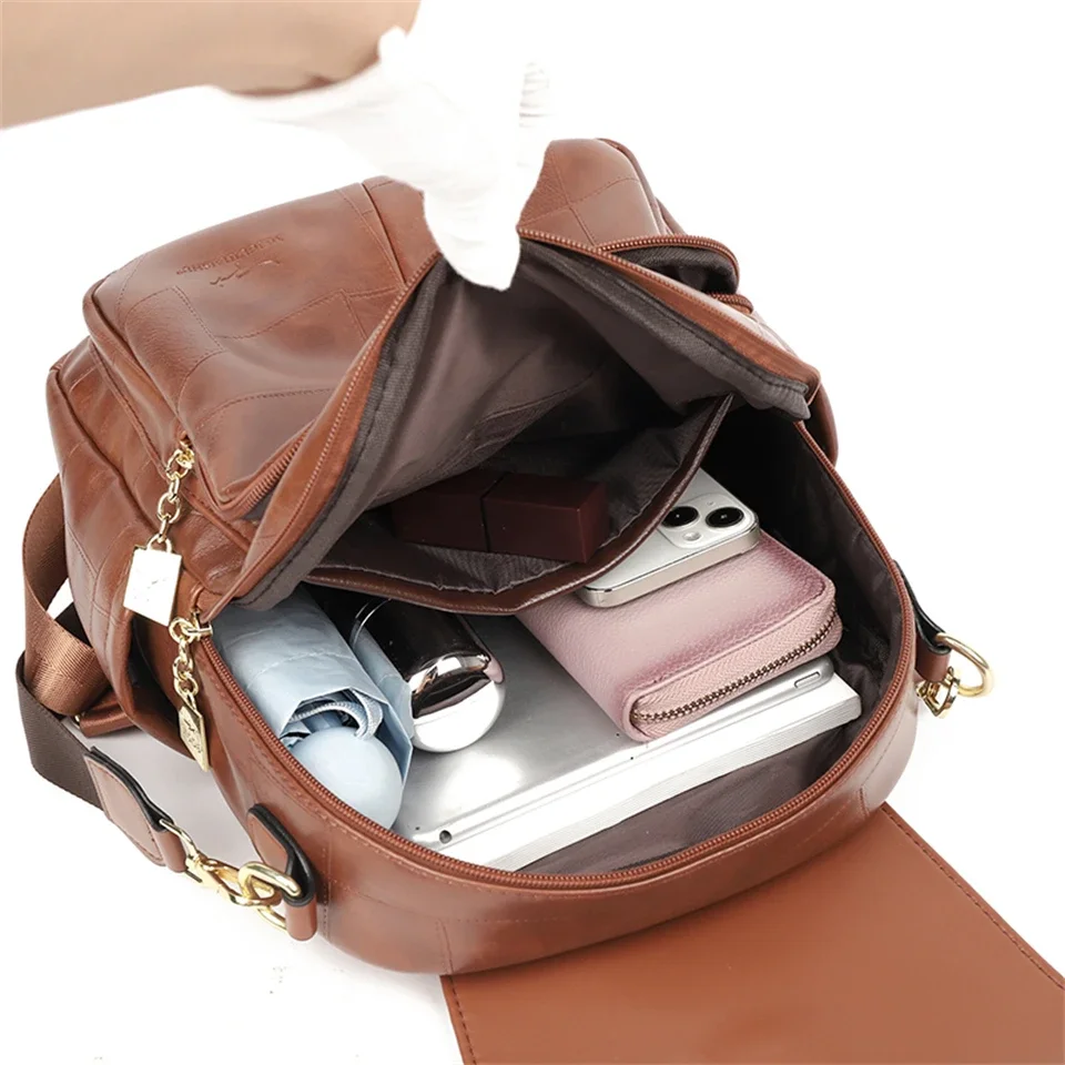 Women Soft Leather Backpacks Vintage Female Shoulder Bags Sac a Dos Casual Travel Ladies Bagpack Mochilas School Bags