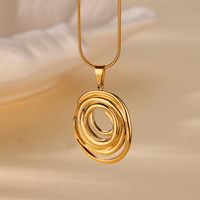 Hollow Geometric Oval Necklaces For Women Stainless Steel Gold Color Oval Pendant Necklace Party Christmas Jewelry Gift Femme