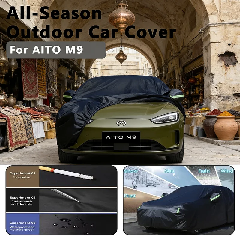 

For AITO M9 Car Full Cover - Outdoor Waterproof Snowproof Sunshade, Winter & Summer All Weather Auto Protection Accessories