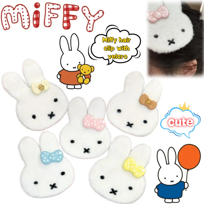 Miffy Bow Bangs Velcro High Color Value Cartoon Doll Creative Exquisite Girl's Heart Cute Sweet Traceless Broken Hair Artifact