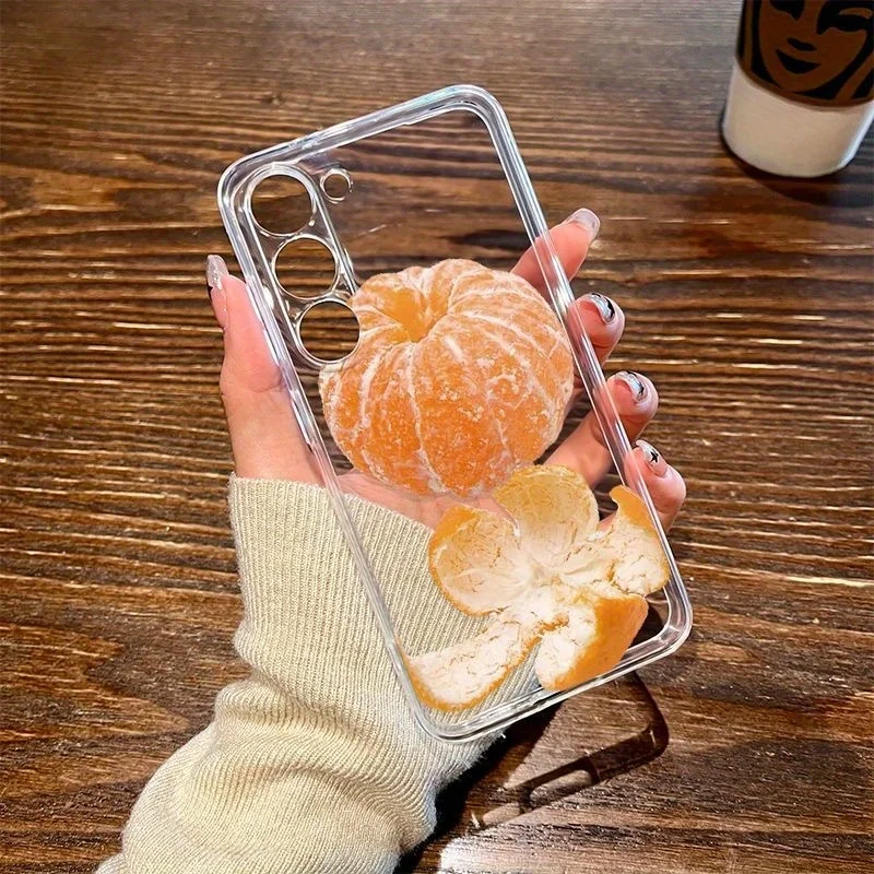 Peel-of-Orange Pattern Transparent Phone Case for Samsung Galaxy A52S A53 A54 A55 A56 5G/ S26 S23 S24 25 FEPlus Ultra soft cover
