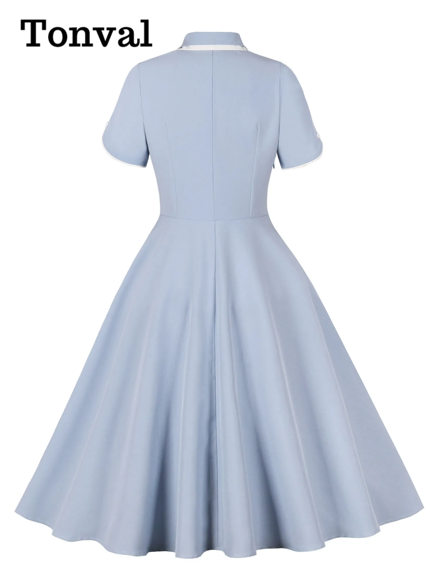 Tonval Peter Pan Collar Vintage Plain Flared Hem Dress Women 50s Style  Party Wear A-Line Elegant Summer Swing Dresses - AliExpress 200000345