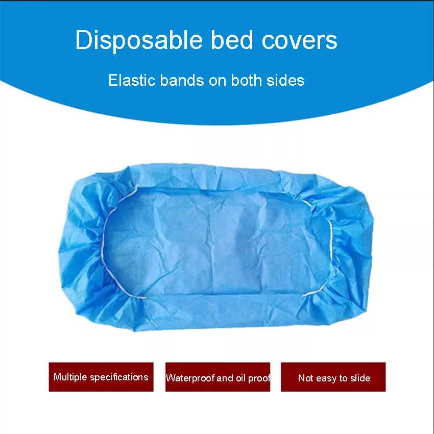 Tampa de cama de tecido não tecido médico descartável, lençol azul espessado, conjunto independente para salão de beleza, 5 pcs