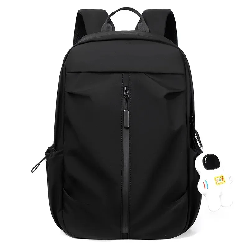 Chic Large Capacity School Backpack with Detachable Astronaut Charm Multiple Pockets Lightweight Daypack for Students Commute
