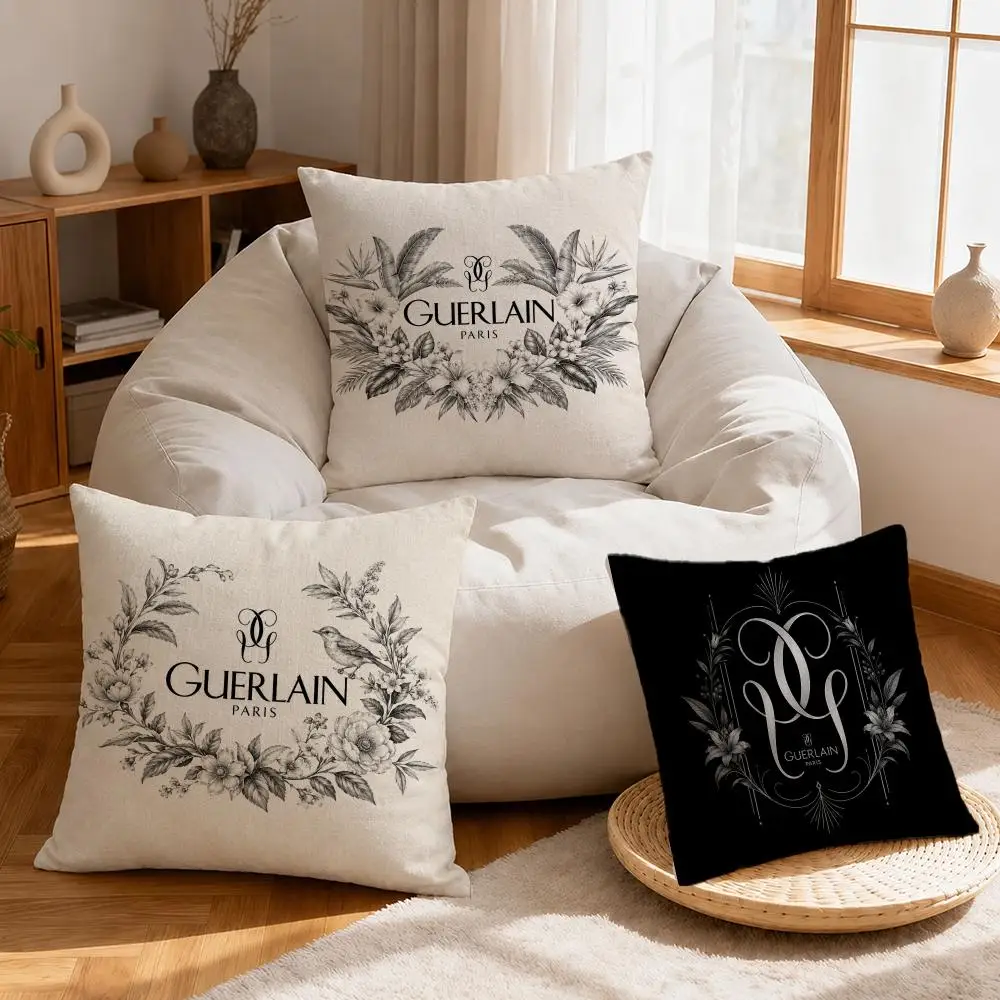 Brand Guerlain Brand Cushion Cover Linen Anti-Mite Antibacterial Cushion Cover Invisible Zipper Sofa Decor