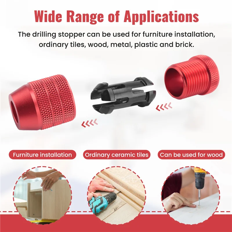 Fermata della profondità del trapano per punte da trapano, collare di arresto del trapano Anelli di limite Localizzatore Tappo di profondità per punte da trapano-B51B