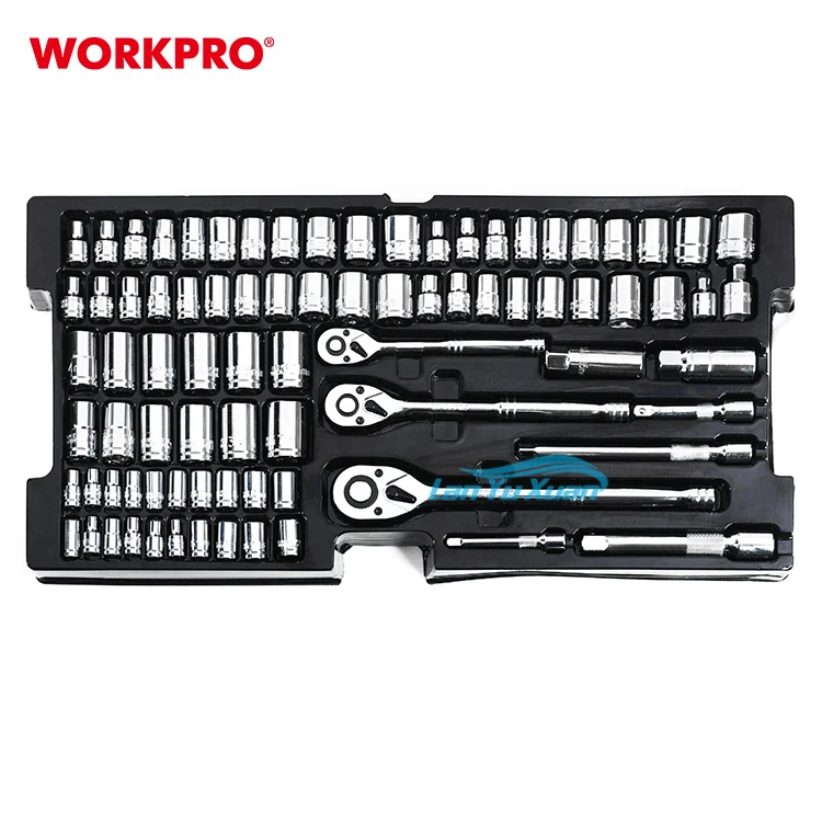 WORKPRO 408PC 3 Drawer Tool Cabinet Case Storage Kit Heavy Duty Metal Box Chest Mechanical Tools Set