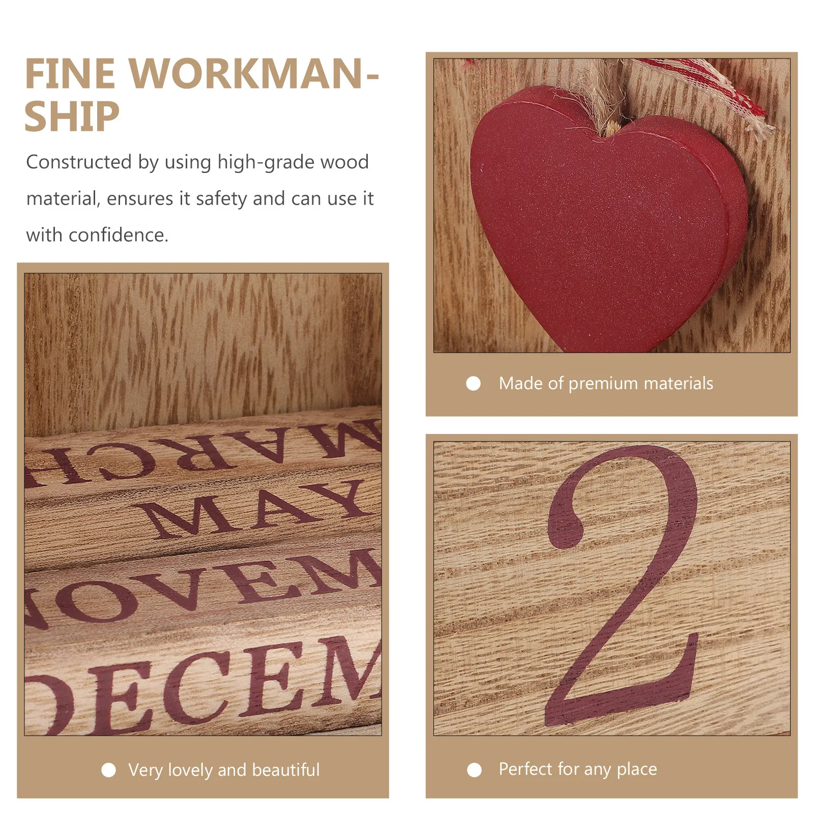 Wooden Desk Calendar Perpetual Date Blocks Manual Turn Calendar for Office Home School Dormitory Retro Desktop Decoration