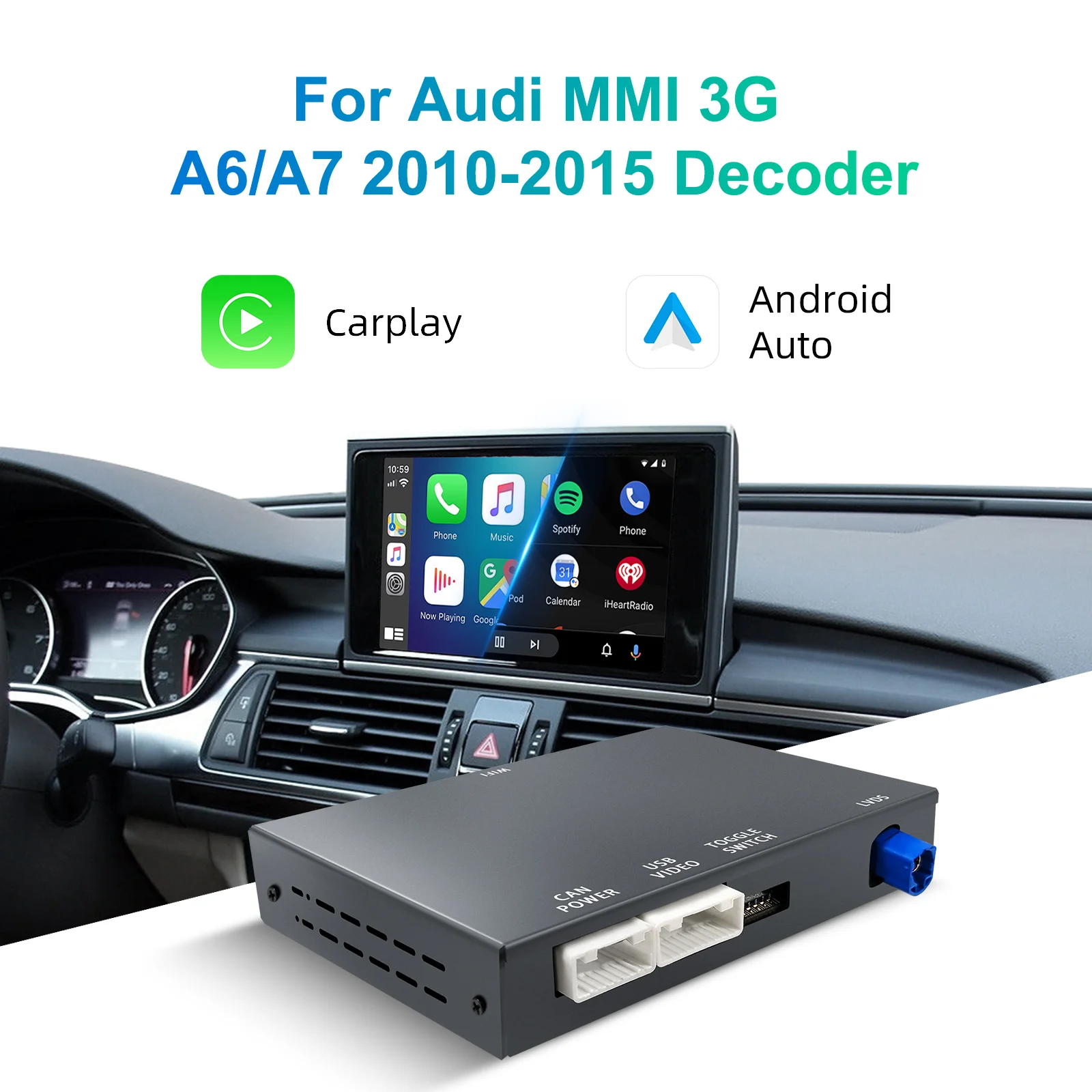 Ezonetronics OEM Screen Upgrade Decoder Box for Audi A6/A7 2010-2015, 6.5