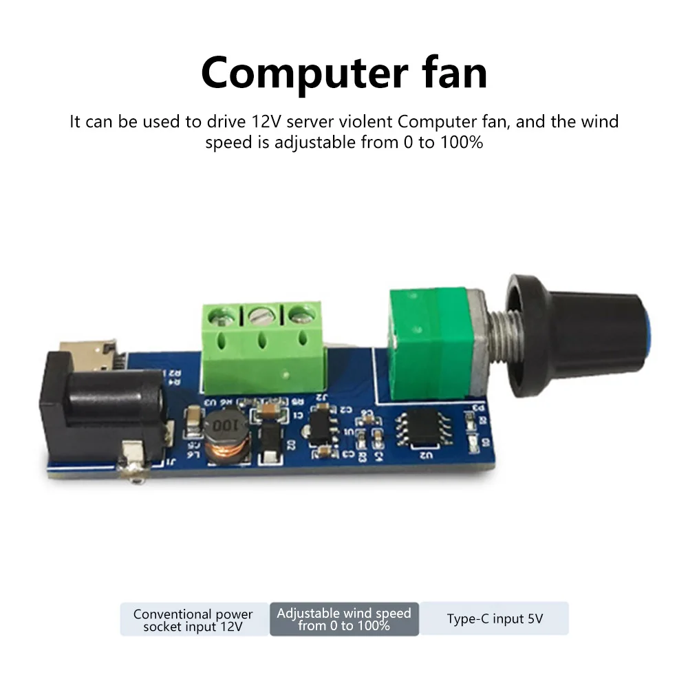 DC 5V 12V Fan Governor Control Module Knob Control Strong Fan Drive Board Pwm Governor Welded Smoke Exhaust Fan Control Board