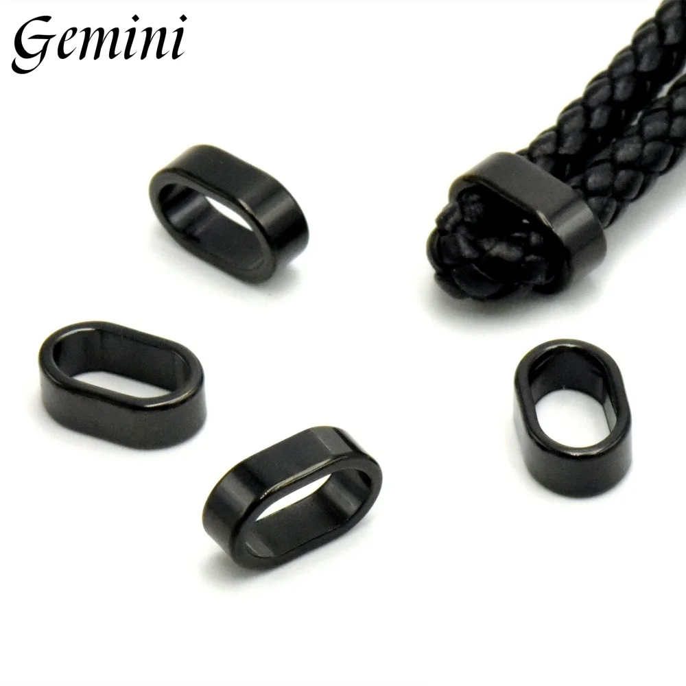 10pcs 316L 스테인레스 스틸 가죽 코드 비즈 12*6mm 가죽 팔찌에 대 한 더블 스페이서 비즈 DIY 쥬얼리 액세서리 만들기