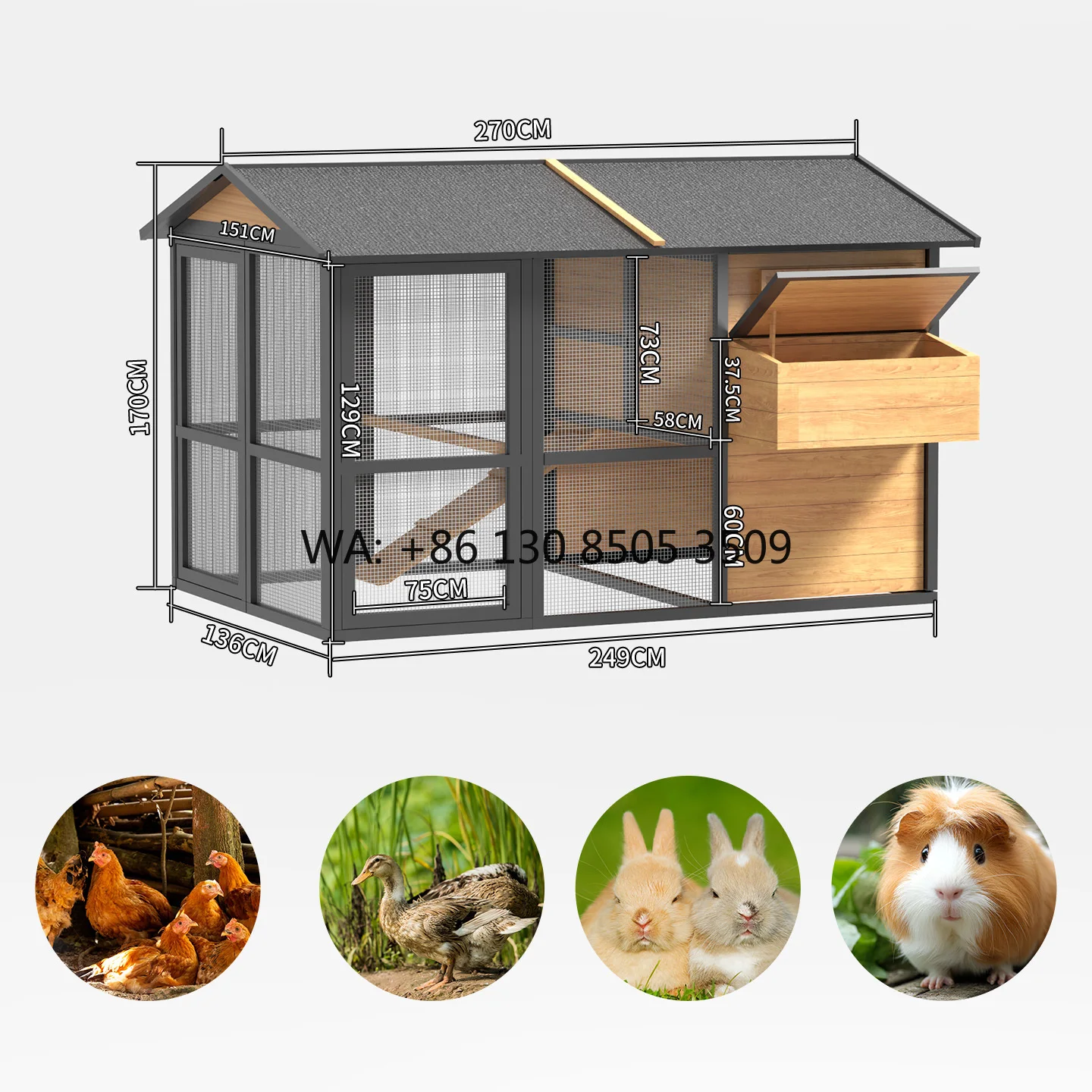 

Wooden Waterproof Large Outdoor Chicken Home China Prefabricated Portable Cheap Chicken Coop