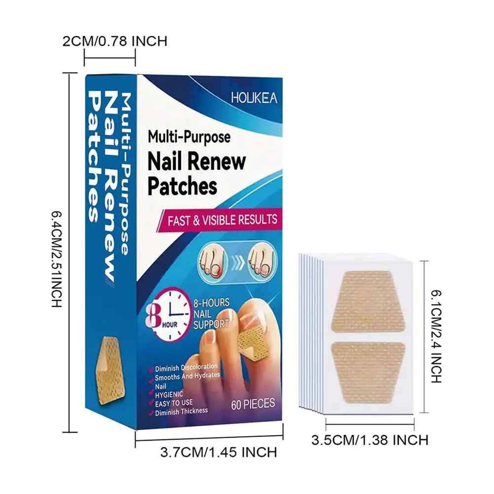 60 Stück Zehennagel-Pilz-Patch, wasserdichte Nagel-Reparatur-Patches, Nagel-Eingewachsene Korrektur-Aufkleber für verfärbte oder beschädigte Nägel