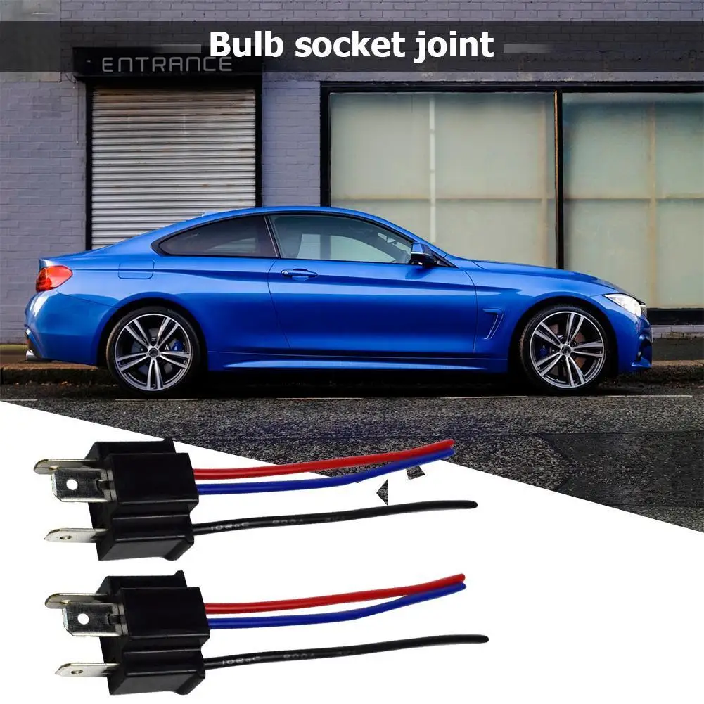 2pcs 9003 H4 Socket Wiring Harness Male Connector Headlamp Connector Head/Mother Head ABS+Copper Wire Pig Tail for Fog Headlight
