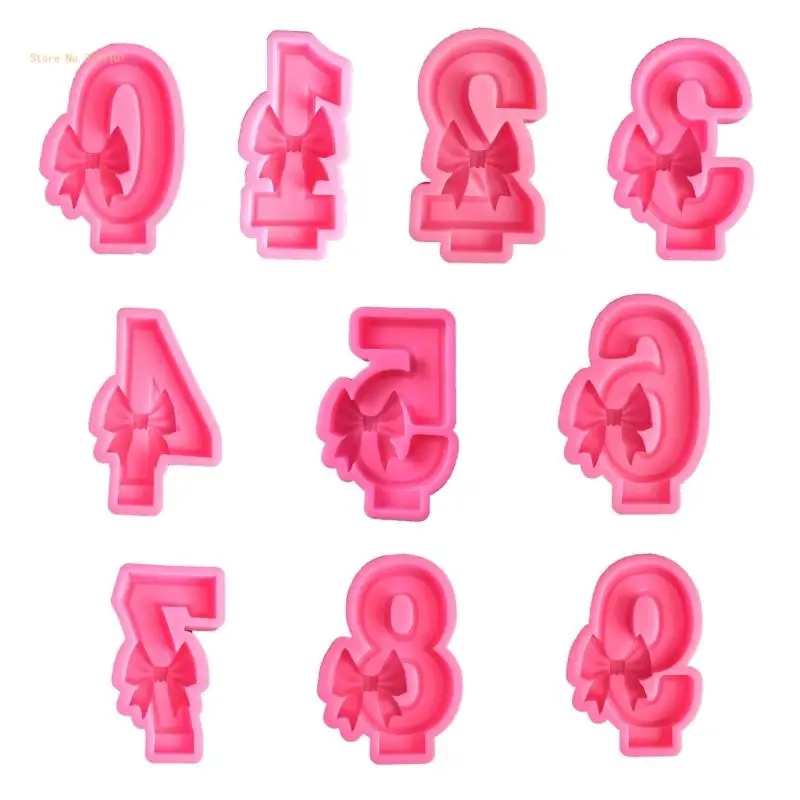 

Bow Number Silicone Moulds Bowknot Baking Molds DIY Resin Fondant Chocolate Mold Dropship