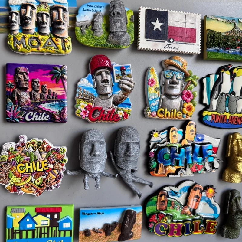 Chile Fridge Magnet Tourist Souvenir Easter Island Mysterious Figure Resin Boutique Refrigerator Magnets Collection