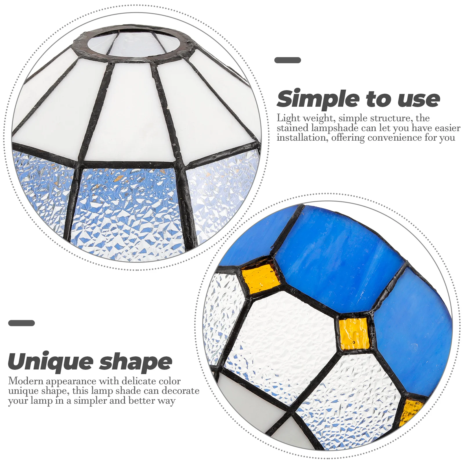 

Vintage Glass Lamp Shade Modern Decorative Stained Chandelier Lampshade Replacement E27 for Bedroom Living Room Study Light