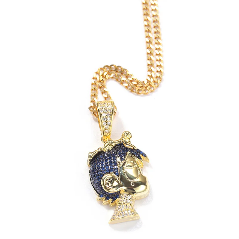 Hip Hop Claw Setting AAA+ CZ Stone Bling Iced Out Cartoon Boy Pendants Necklaces for Men Rapper Jewelry Drop Shipping