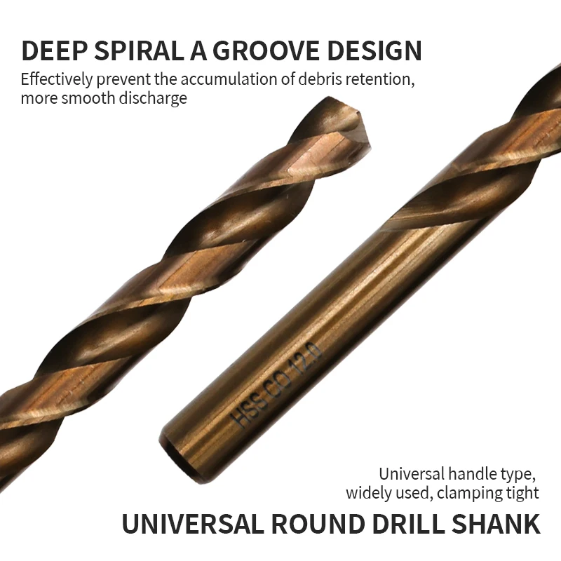 Broca helicoidal de 3,5mm-12,5mm mango recto acero de alta velocidad, molienda de cobalto M35 broca para escariador de Metal de acero inoxidable