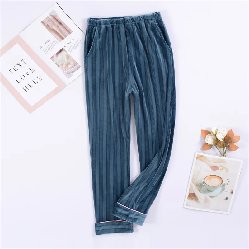 عادية الصوف المخملية منامة بانت للنساء حجم كبير الخريف الشتاء ملابس خاصة السراويل الدافئة ملابس خارجية المنزل السراويل الإناث