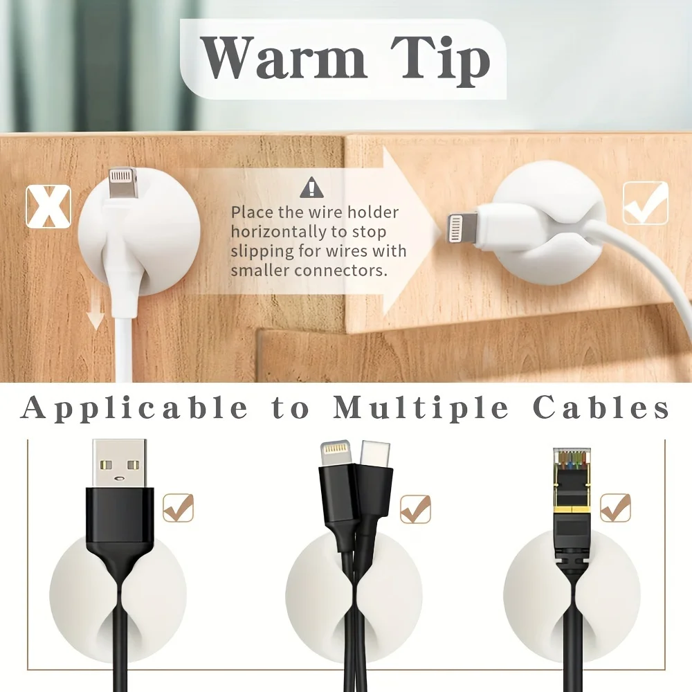 10/20pcs Mini Cable Winder Organizer USB Charging Cable Clips Desk Tidy Organiser Wire Cord Holder Protectors In Home Office Car