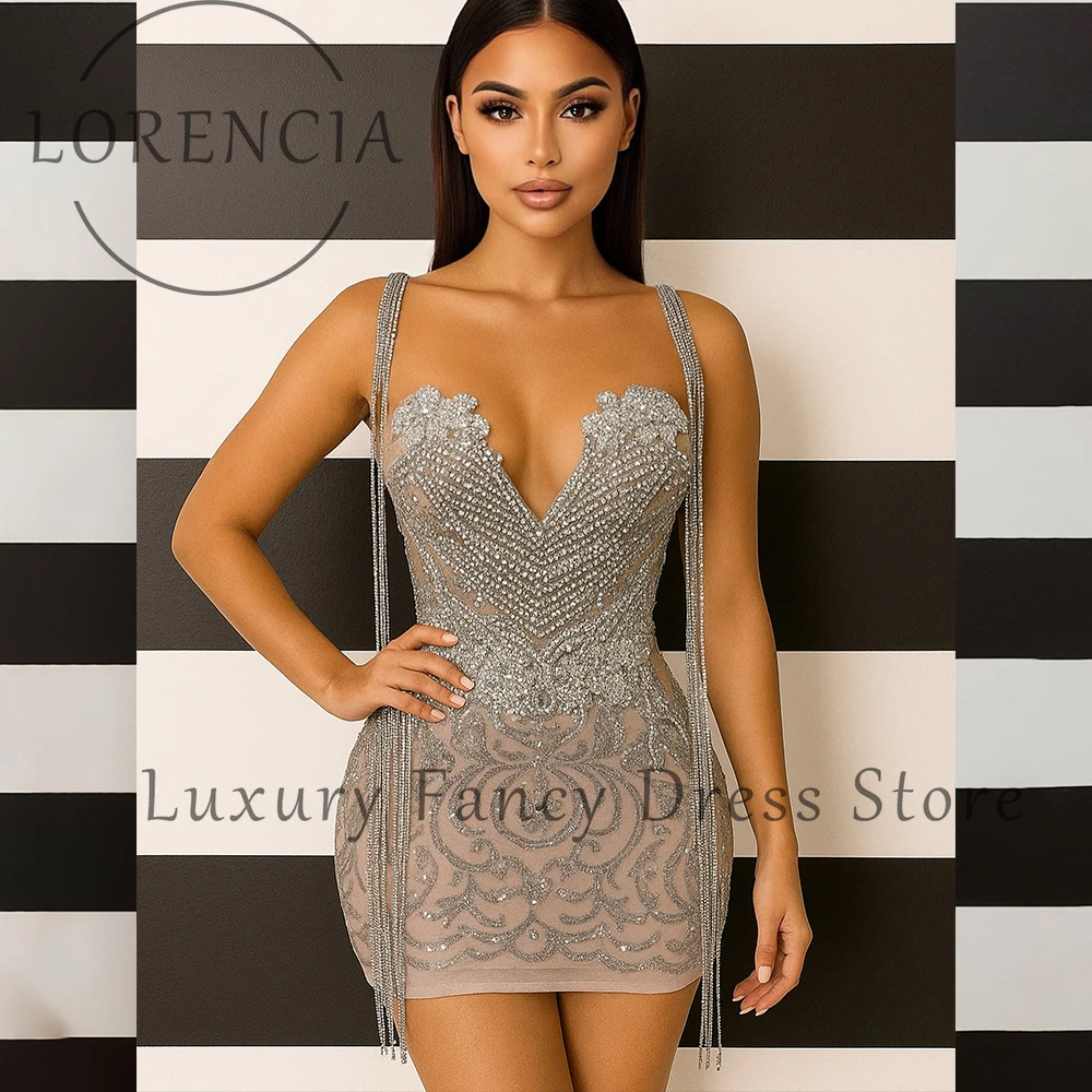 سوبر لامعة كريستال فساتين لحضور الحفلات الموسيقية الماس شرابة الديكور قصيرة رداء حفلات الزفاف فستان كوكتيل مخصص رداء d'ét فام