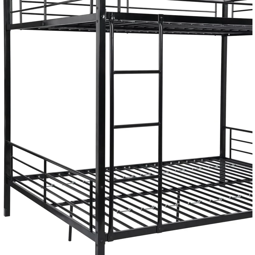 Bunk Bed, Twin Bunk Bed with Ladder, Safety Rail, Black