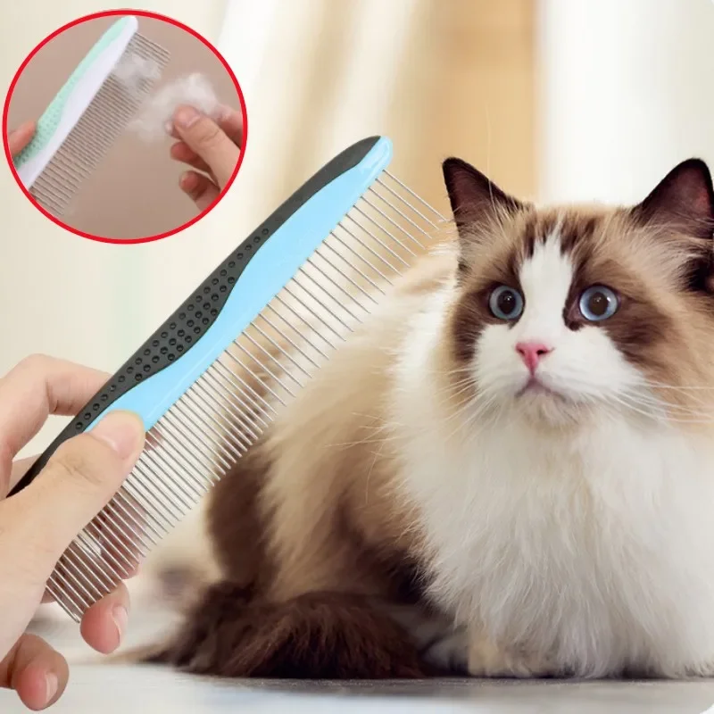 

Cat Comb Stainless Steel Cat Brush Professional Combs for Cats Grooming Dog Hair Knot Opening Massage Cats Brush Pet Supplies