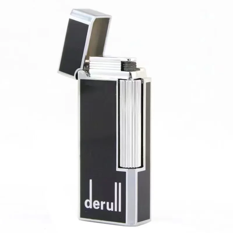 Slim metal gas lighter, crisp loud tone, side grinding wheel, open flame, portable and elegant, ideal present for everyone.