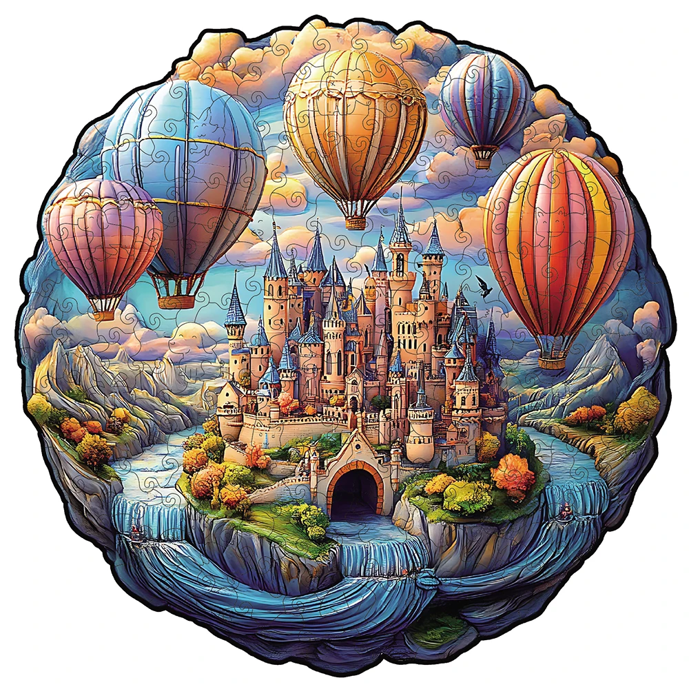 Wooden Puzzle for Adults - Dream Castle Puzzle, Unique Shape Wooden Jigsaw Puzzles, Modern Art Home Decor, Good Gift Idea