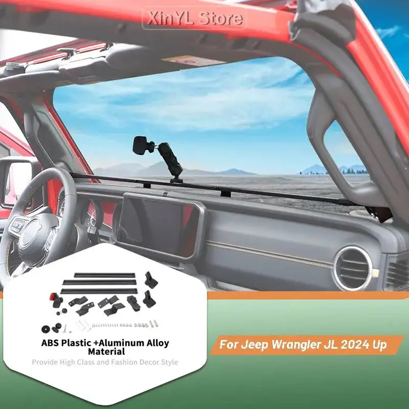 O trilho deslizante do console central do carro estende 360 °   Suporte para telefone Suporte para celular adequado para Jeep Wrangler JL Gladiator JT
