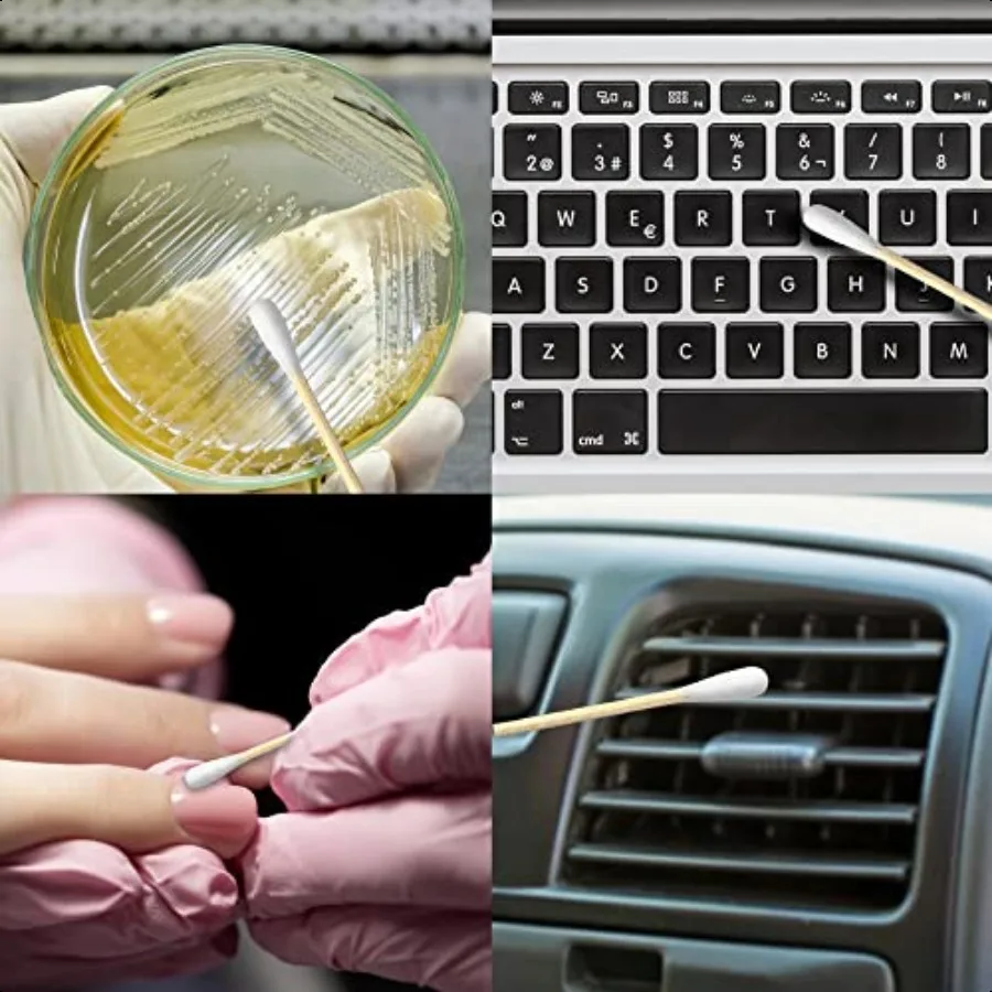 500 مسحة قطنية ذات رؤوس مزدوجة معقمة 100 قطن خالص Qtips لتنظيف مكياج المنزل وعناية الحيوانات الأليفة والطفل لون عشوائي 500 شركة