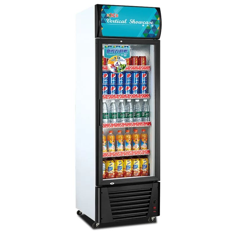 Armário de exibição de três portas único e duplo, comercial vertical, preservação de amostras de vegetais, geladeira refrigerada, freezer
