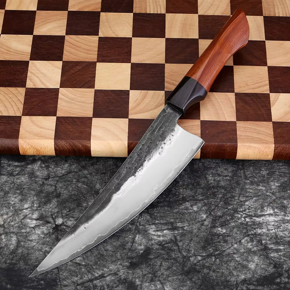 XITUO Chef Knife 8 inch Triple-layer Composite Steel Kitchen Knives Hand Forged knife Super Sharp Edges Ergonomic wood handle