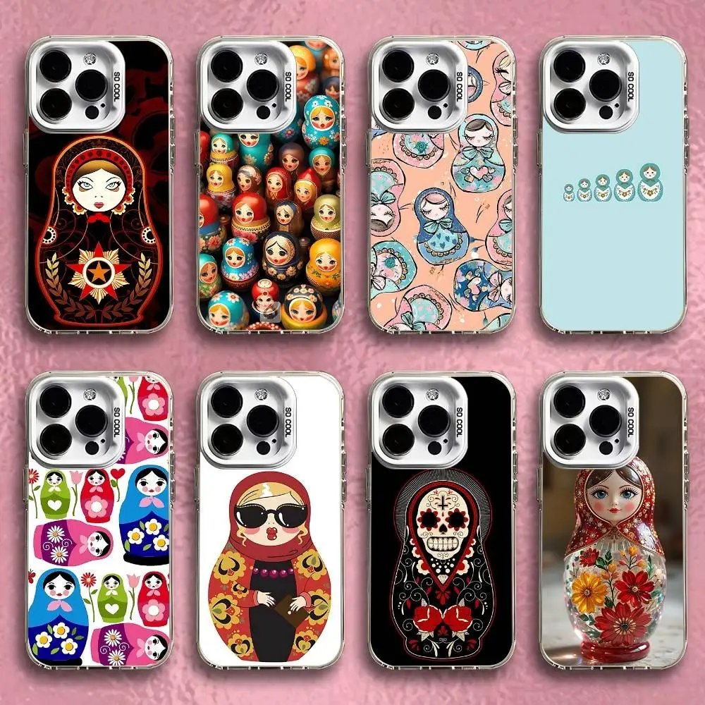 

Russian Dolls Matryoshka Phone Case For iPhone 16,15,14,13,12,11,Pro,XS,Max,Plus,Mini,SE White Candy Matte Shockproof Cover