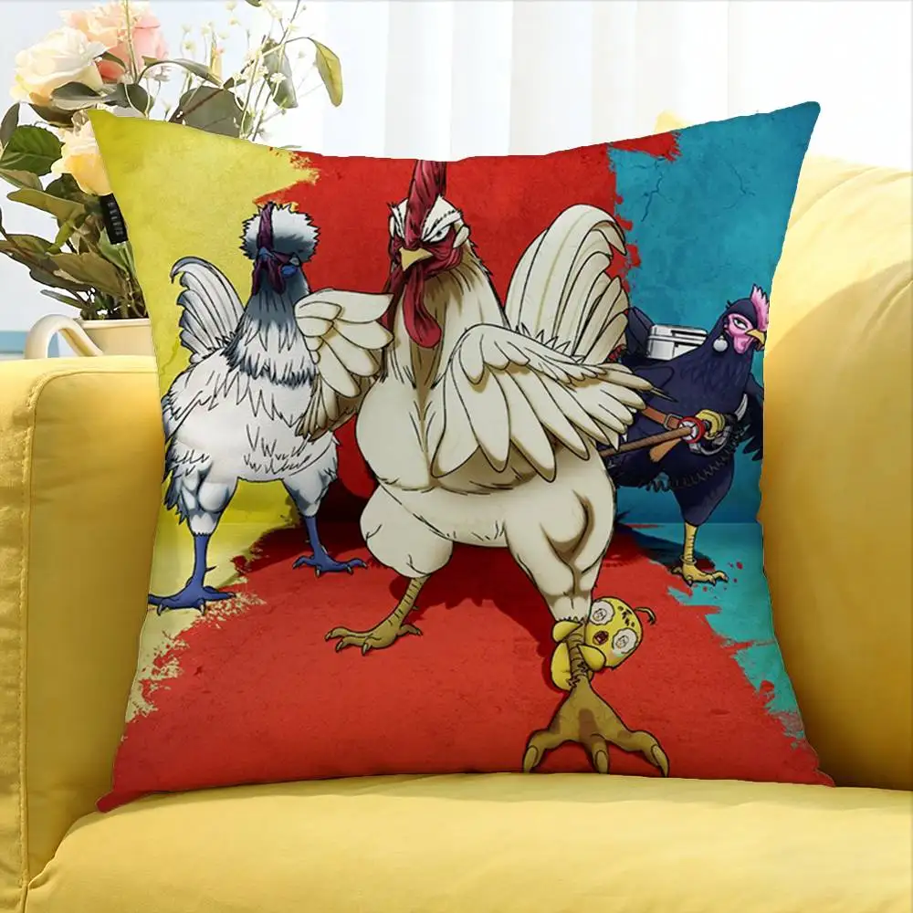 Rooster Fighter Manga Anime Various Sizes Square Pillow Case For Car Home Bedchamber Decor