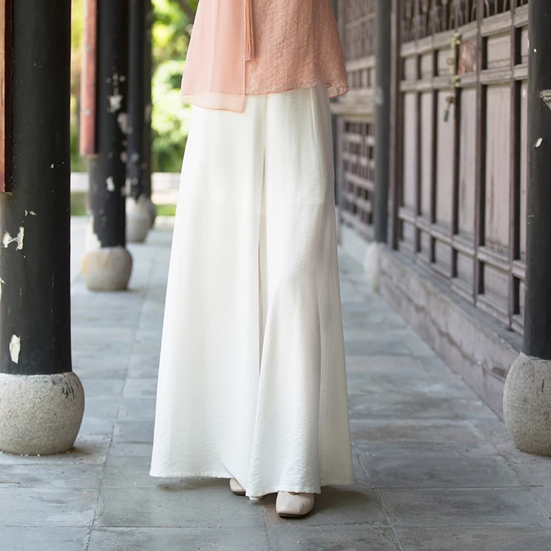 Loose Straight Leg Pants Skirt Summer Women's Fashionable Viscose Draped White Wide Leg Pants Skirt Elegant Chic Style