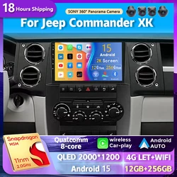 android 15 Car Radio For Jeep Commander XK 2007 Navigation Multimedia Player Stereo WiFi+4G Video DSP BT Carplay wireless Auto