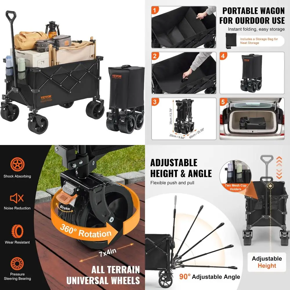 

Складной складной универсал VEVOR, 220 л/350 фунтов, сверхмощная пляжная тележка, складная с большими колесами, универсальный универсал для использования на открытом воздухе, вездеход W